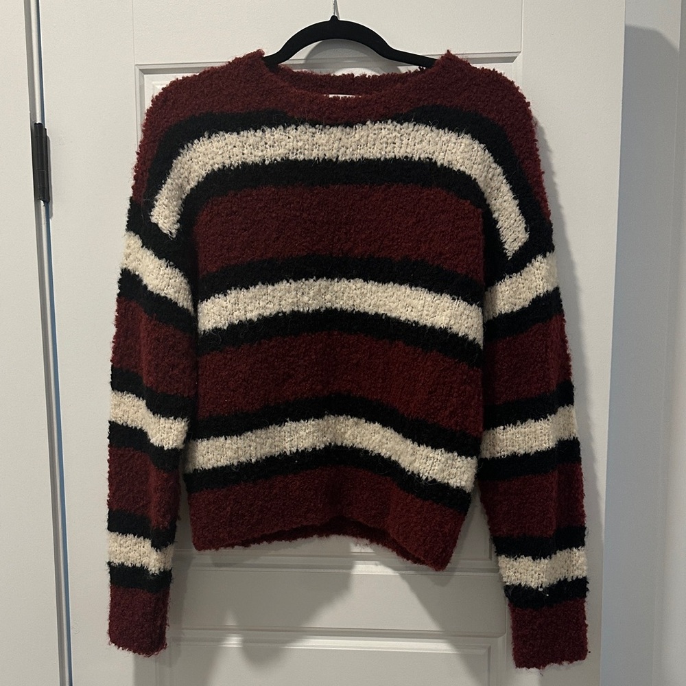 rag & bone Burgundy and Black Striped Sweater